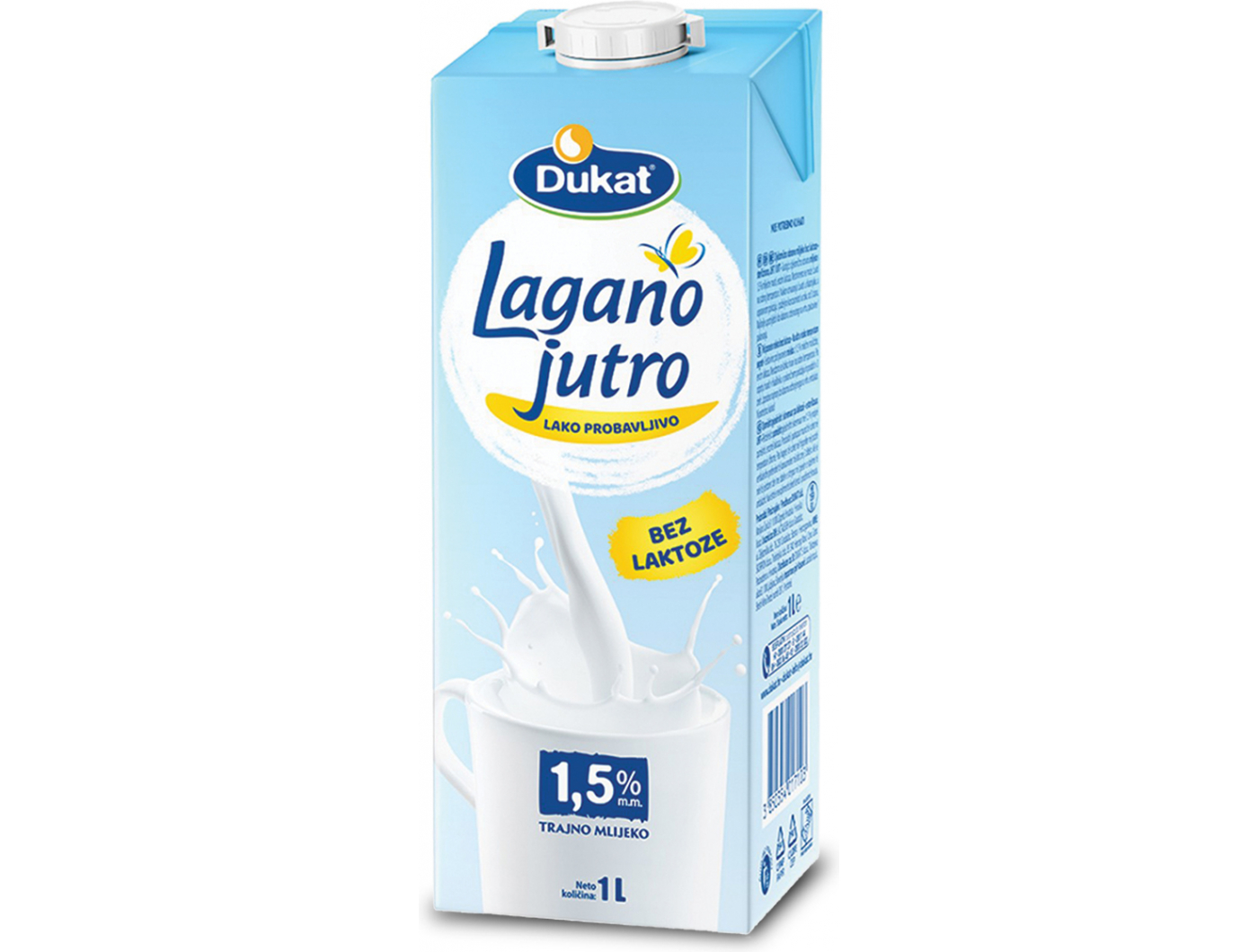 Dukat Lagano jutro Mlijeko bez laktoze 1,5 % m.m. 1 L